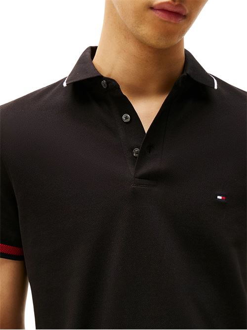 Polo uomo nera in cotone Tommy Hilfiger | MW0MW38458BDS